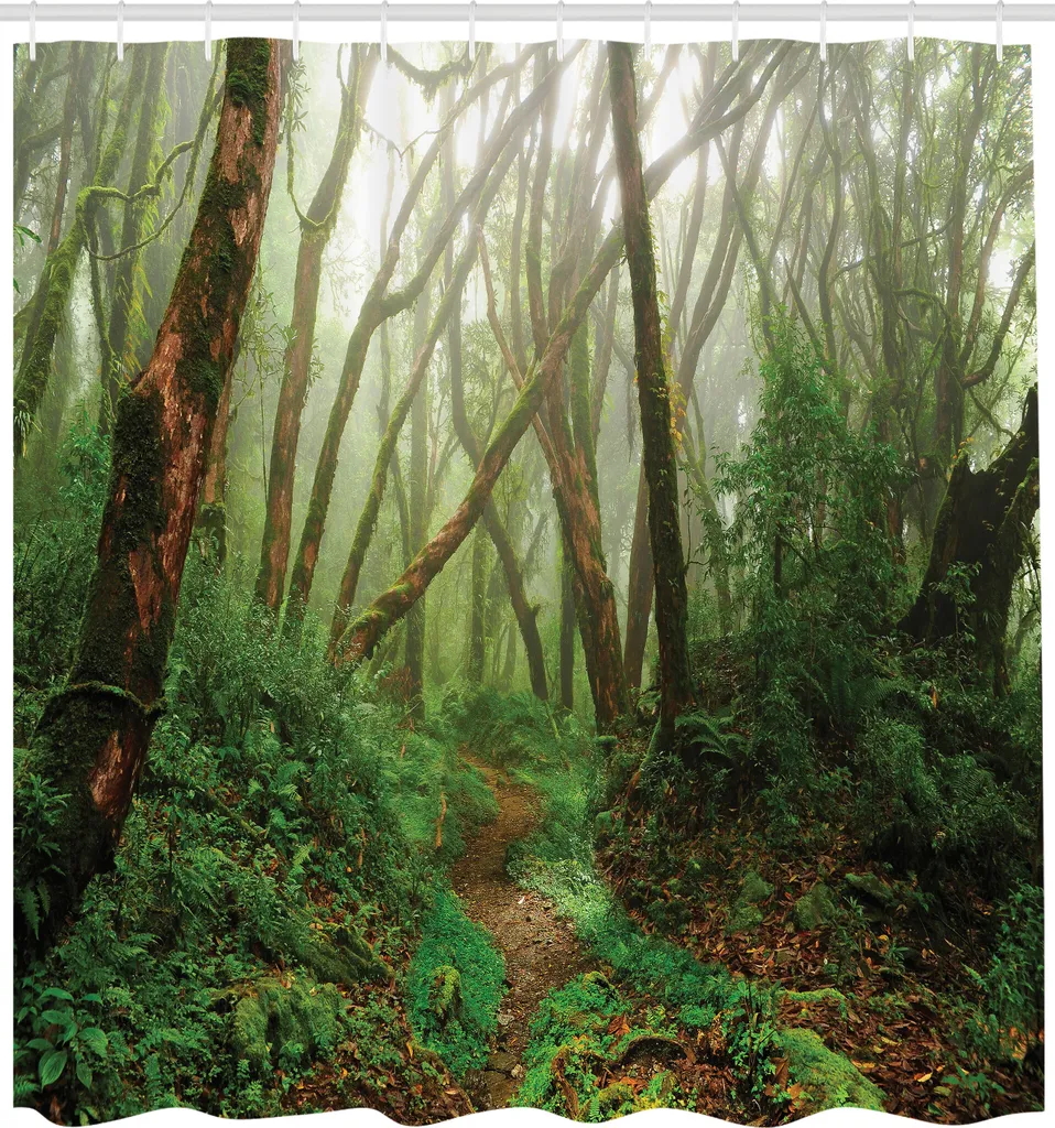 Rideau de douche jungle exotique anti-moisissure en tissu épais 175x240cm