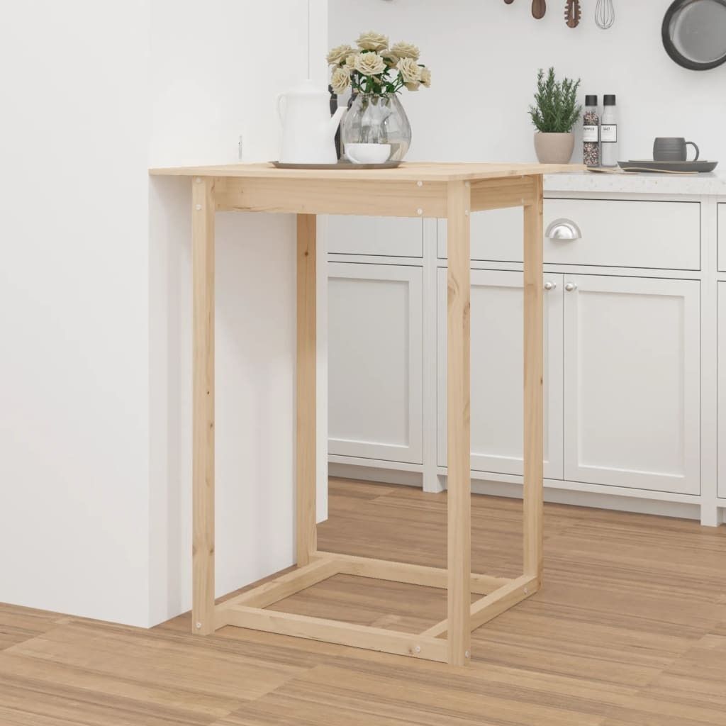 The Living Store Bartisch 80x80x110 cm Massivholz Kiefer