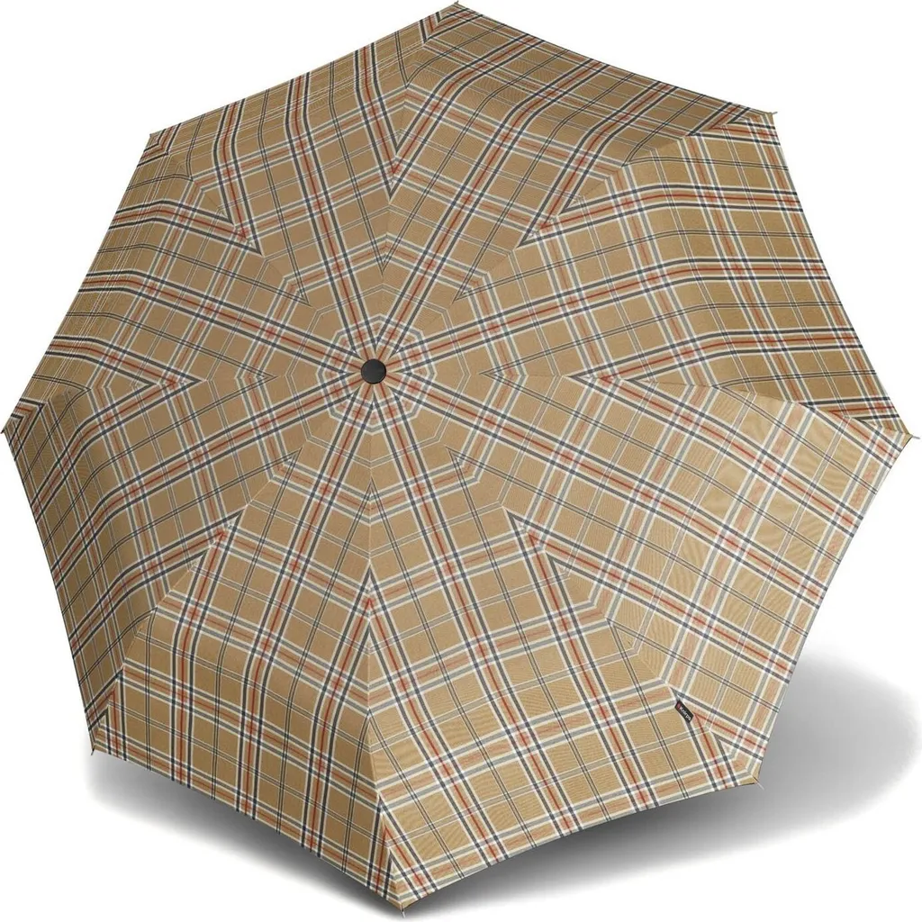Grand Parapluie Canne Automatique Knirps T.760 Beige à Carreaux Chic