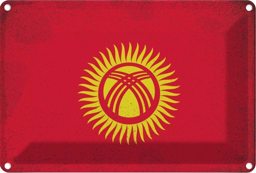 vianmo Blechschild 20x30 cm Kirgisistan Kyrgyzstan Vintage Flagge Fahne Wappen