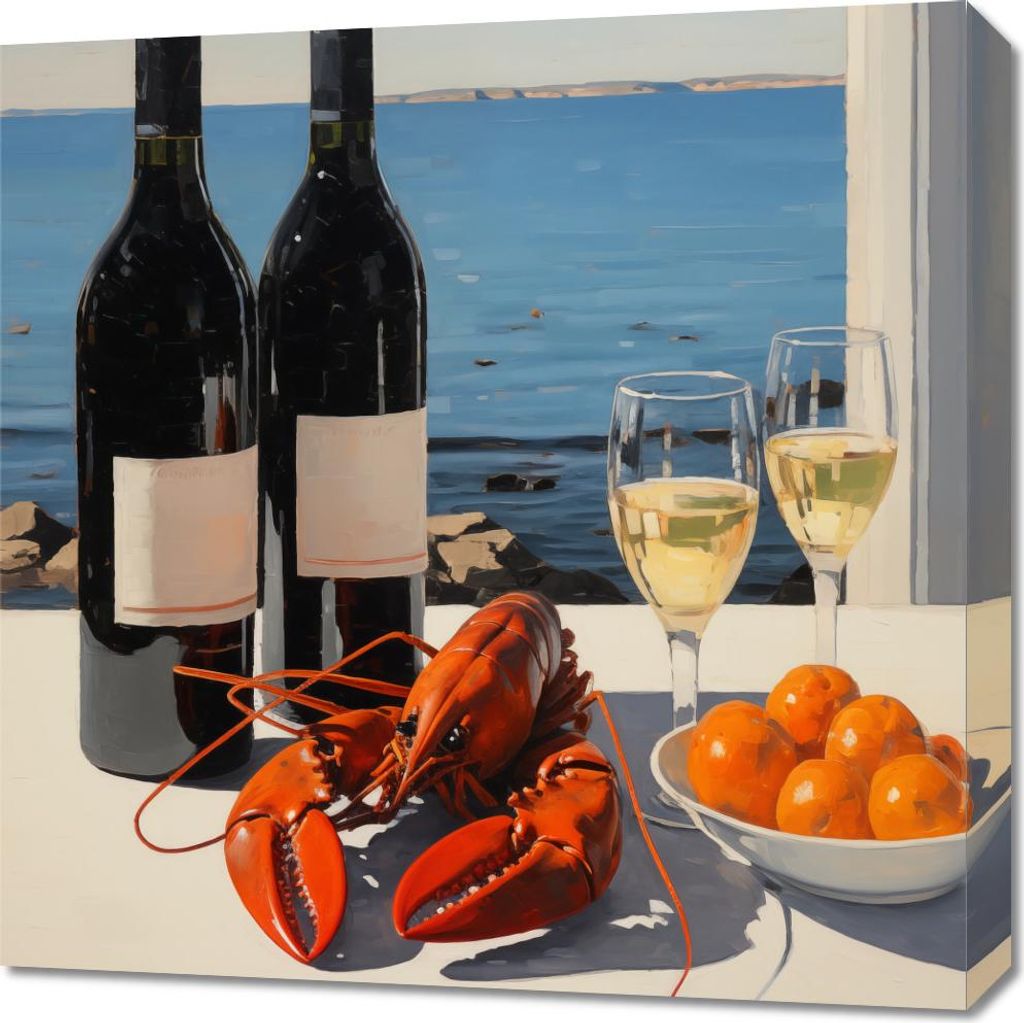 Bild 60x60cm Abendessen an der Bucht