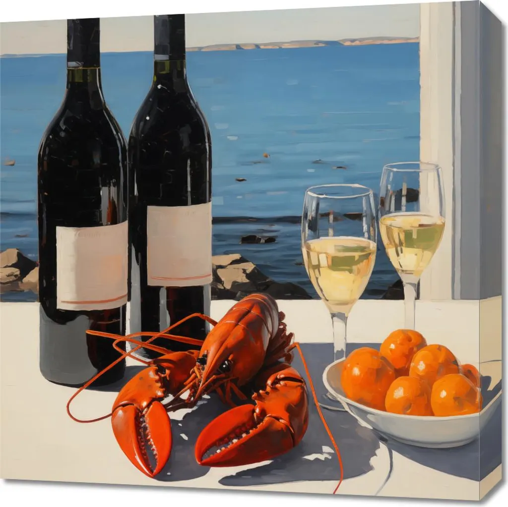 Acquista Quadro 60x60 cm Pranzo sulla Baia - Stampa su Tela Mare