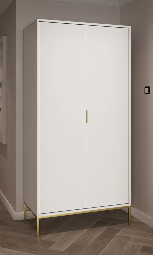 Armoire minimaliste blanche et dorée - Finition moderne laquée luxe