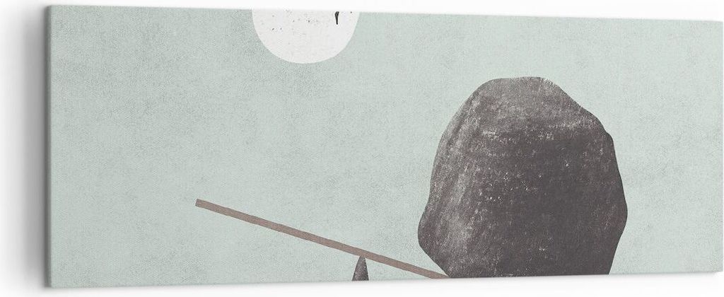 Bild auf Leinwand - Leinwandbild - Einteilig - Stein Hebel Physik - 140x50cm - Wand Bild - Wanddeko - Wandbilder - Leinwanddruck - Bilder - Wanddek...