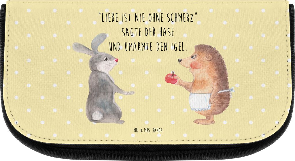 Mr. & Mrs. Panda Kulturtasche Hase Igel - Gelb Pastell - Geschenk, Kulturbeutel, Herzschmerz, und, Trösten, kosmetiktäschchen, Kosmetiktasche, Lu...