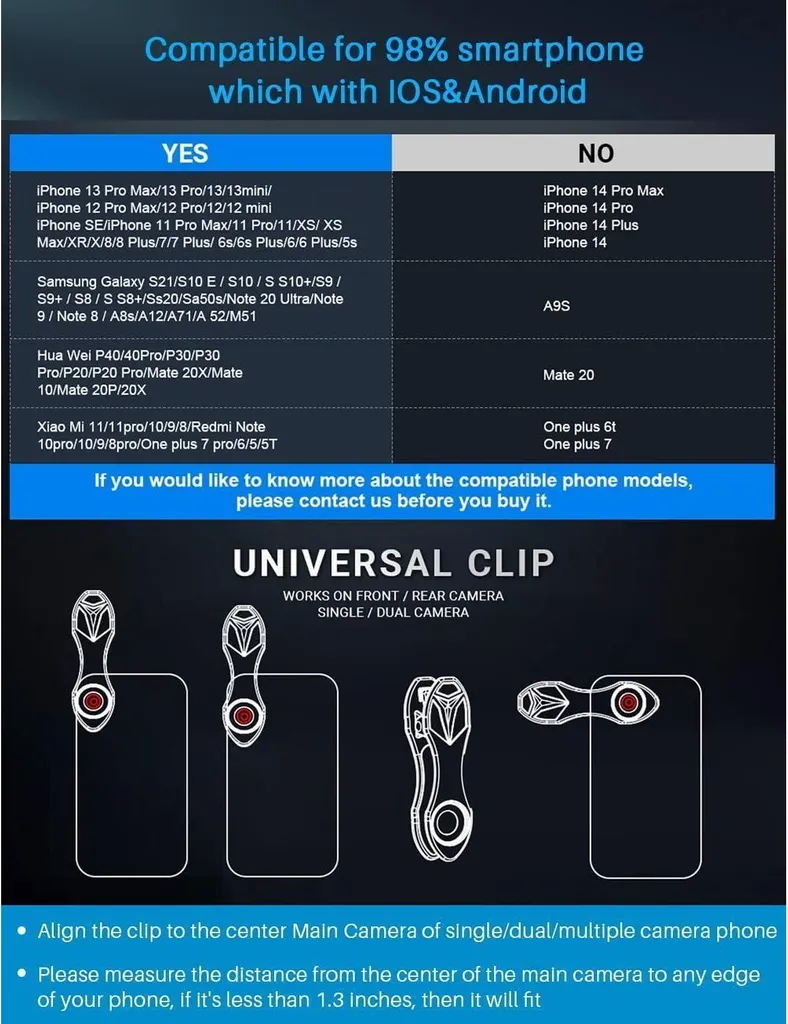 Objectif pour Téléphone Set Complet 10 Accessoires Macro et Grand Angle - 6