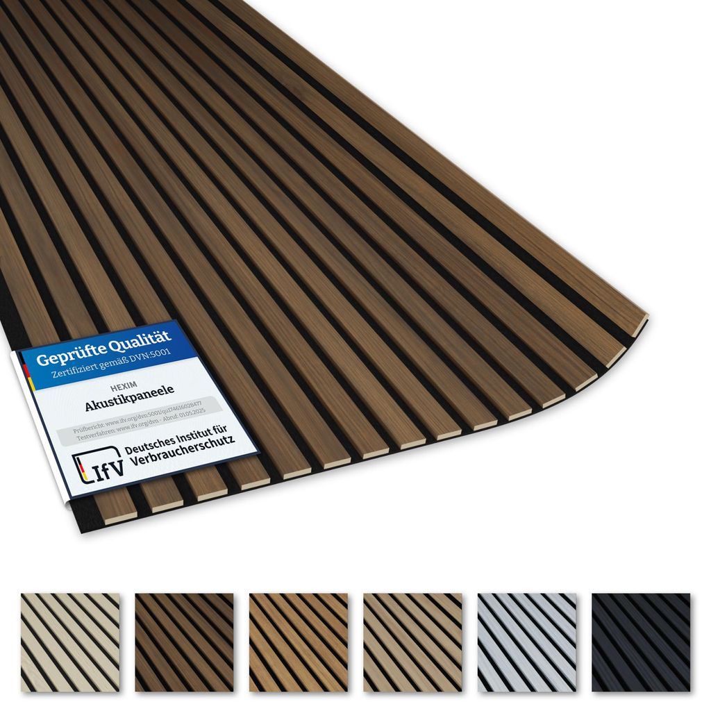 AKUSTIKO Lamella Akustikpaneele 2 Stück 280x60cm - flexible Filz MDF Wandpaneele fugenlos - überlappende Holz Lamellenwand Akustikfilz - Akustik ...