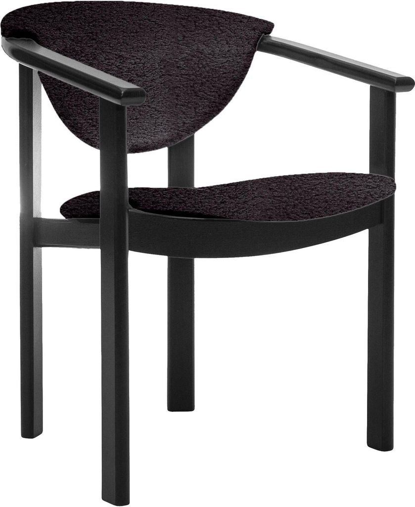 Polsterstuhl mit Armlehnen Kate F1 moderne gepolsterte Stuhl stilvoll Sessel für Esszimmer in Boucle, Farbe: schwarz - catch me 100, Beinefarbe: s...