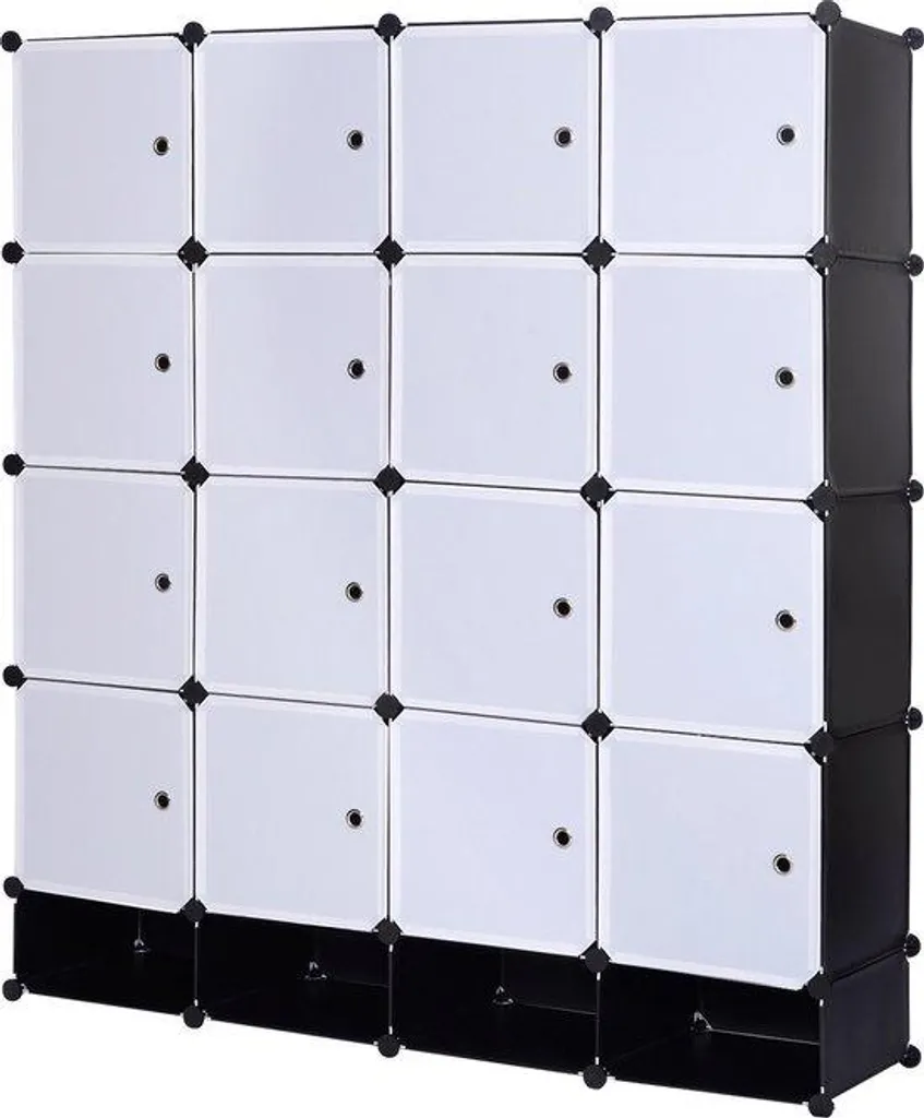 Armoire en plastique modulable noire 165x148x35 cm pour chambre et salon