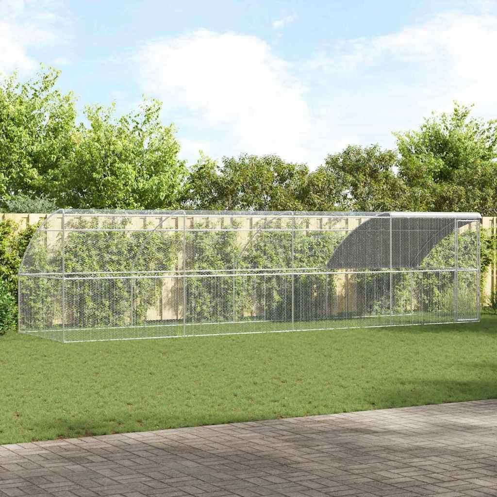 Möbel Hühnerkäfig Silber 800 x 200 x 198.5 cm Verzinkter Stahl - Kleintier-Ställe 3368324