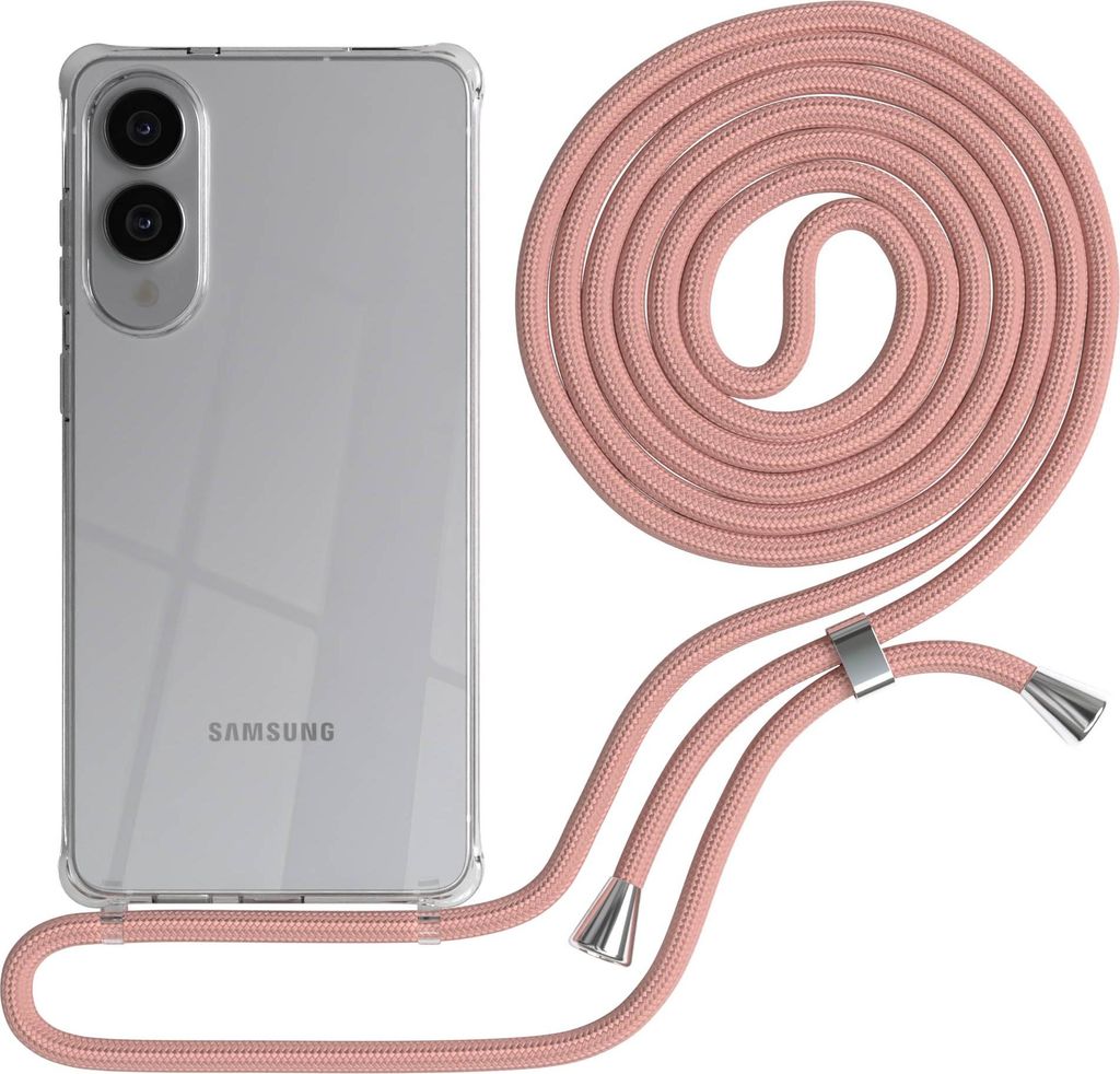 Samsung Galaxy S25 Edge Case Chain Set Eyelets Mistyrose Clips Silver 107
