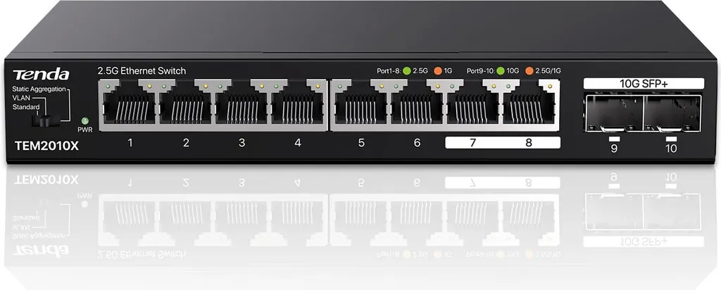 Switch Ethernet 2.5G Tenda TEM2010X Performance Gaming et Streaming