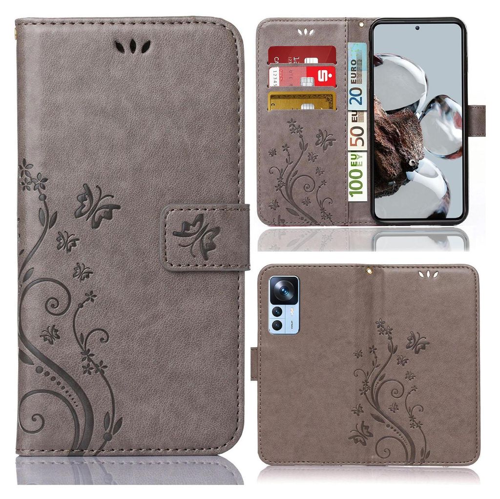 A collage of images showing a phone case for a Xiaomi 12T/12T Pro, with close-ups of its features and design.