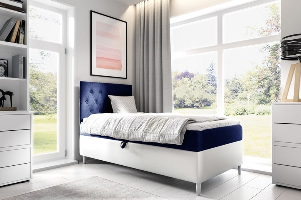 Boxspringbett FIFI 1 80x200 cm Bett mit Stauraum Kinderbett Bonell H3 - LINKE ÖFFNUNGSSEITE (Fresh 11 + Soft 17)