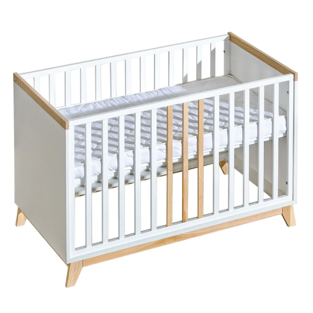 Lit Bébé Évolutif NORDIK Blanc : Sécurité et Confort pour le Dos du Parent