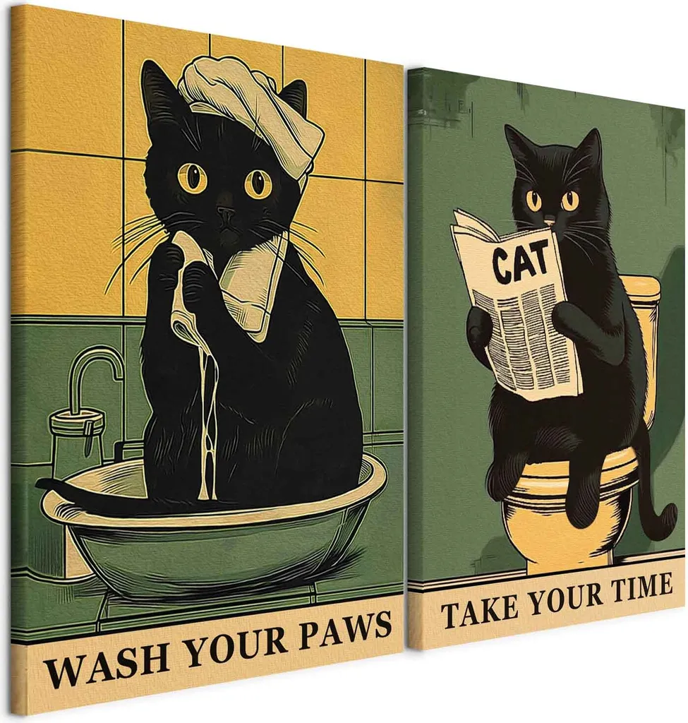 Murale Gatti Neri murando 40x30 - Stampa su Tela Fliselina HQ