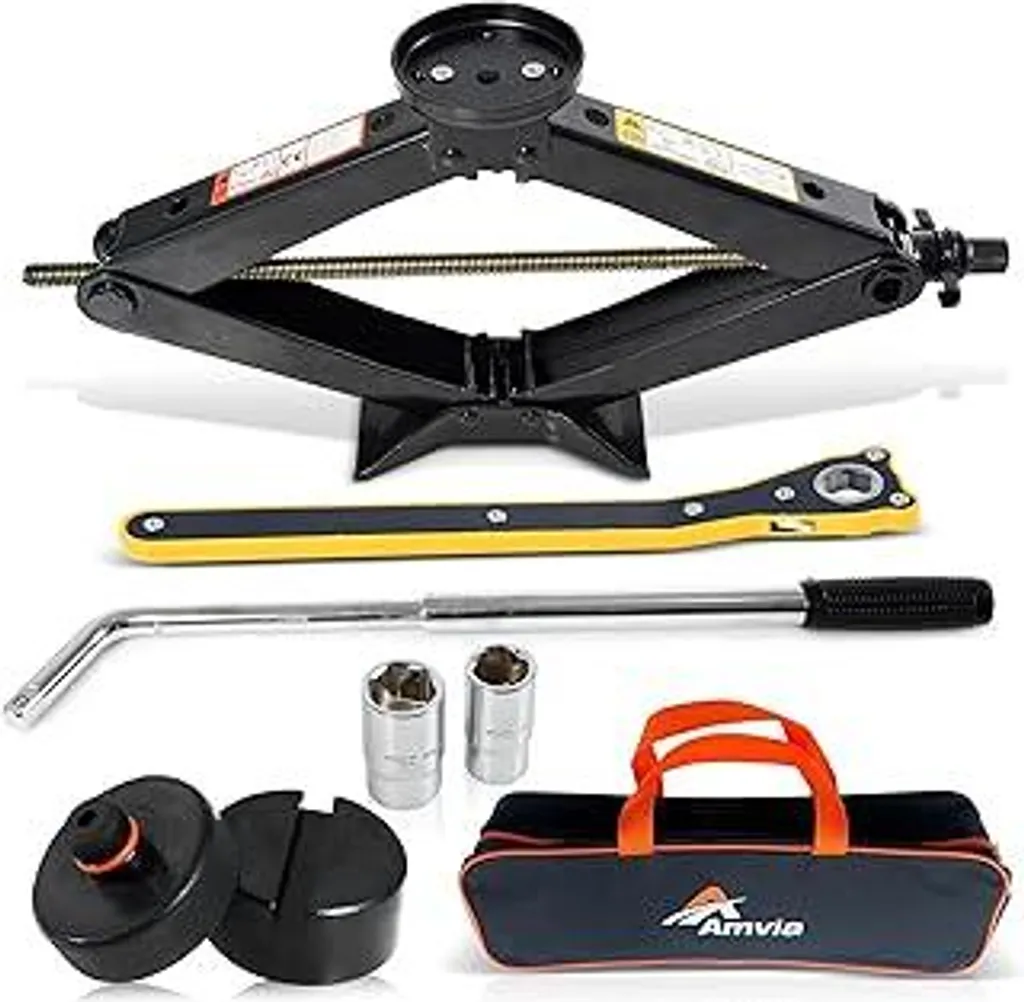 Kit Emergenza Auto Universale Con Cric Pantografo 2T E Chiave A Croce