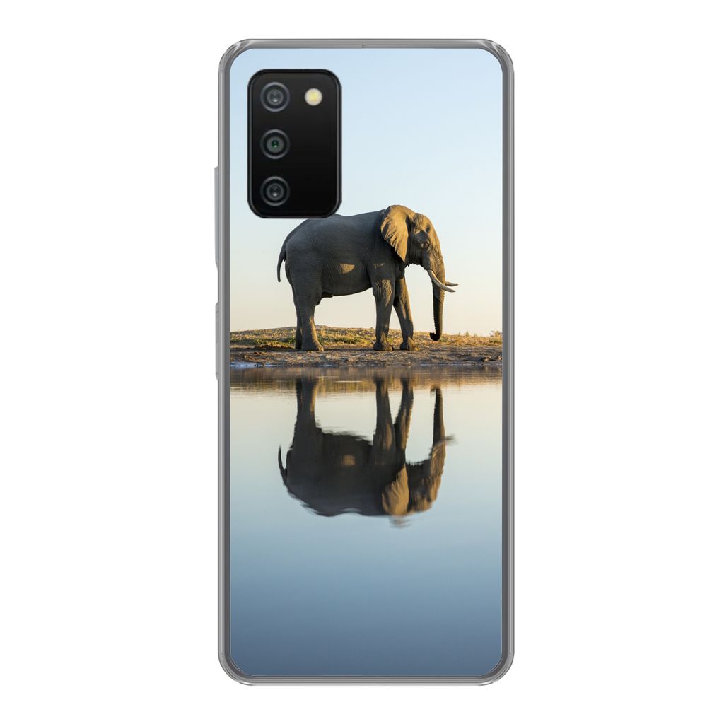 MuchoWow Handyhülle Schutzhülle Hülle für Samsung Galaxy A03s Elefant - Wasser - Bäume - Tiere - Natur Silikon Softcase Handy Hülle - Schutz