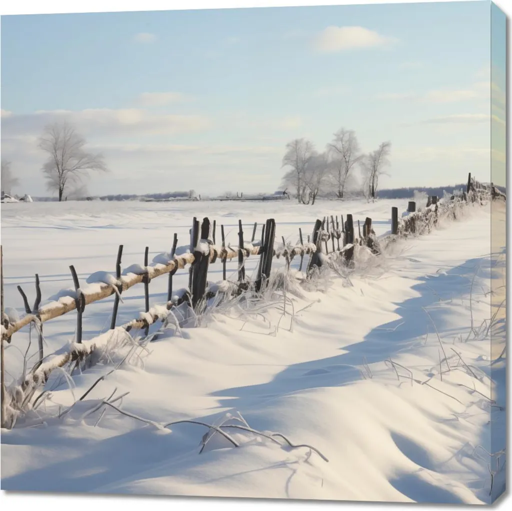 Offerta Quadro 90x90 Paesaggio Neve - Decorazione Parete Materica