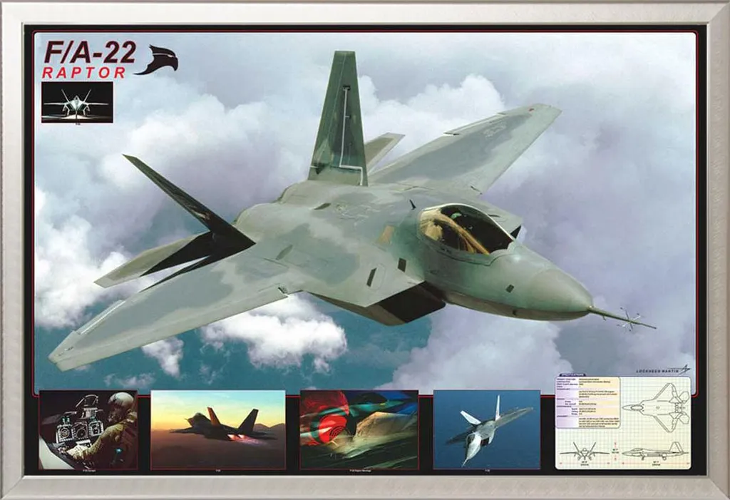 Cadre Poster Avion F/A-22 Raptor : Protection Acrylique Anti-Poussière