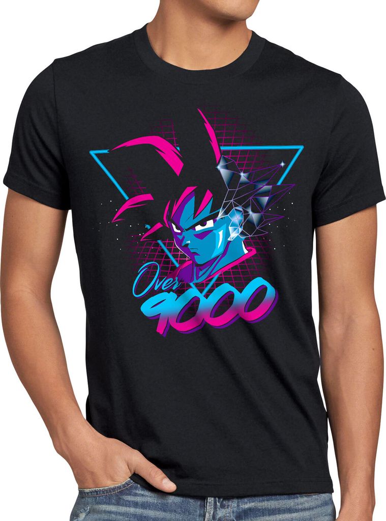 style3 Over 9000 Neon Herren T-Shirt vegeta power