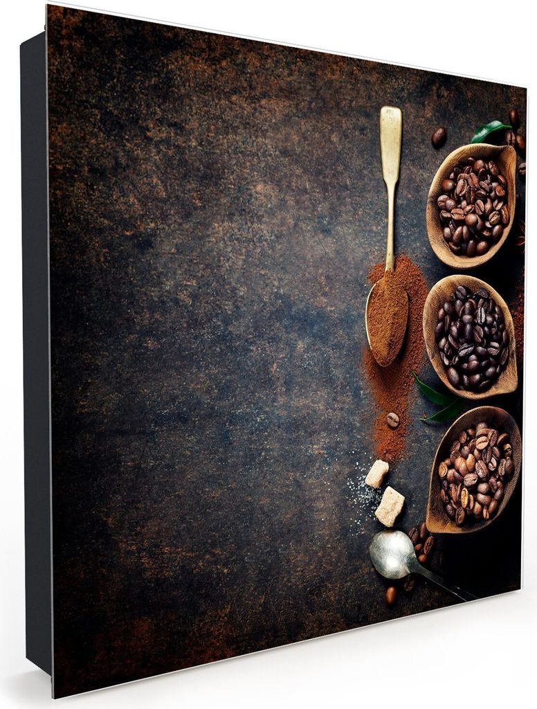 Nachbildung-Schlüsselkasten, Magnetpinnwand und Memoboard mit Glasfront Motiv Sorten von Kaffeebohnen