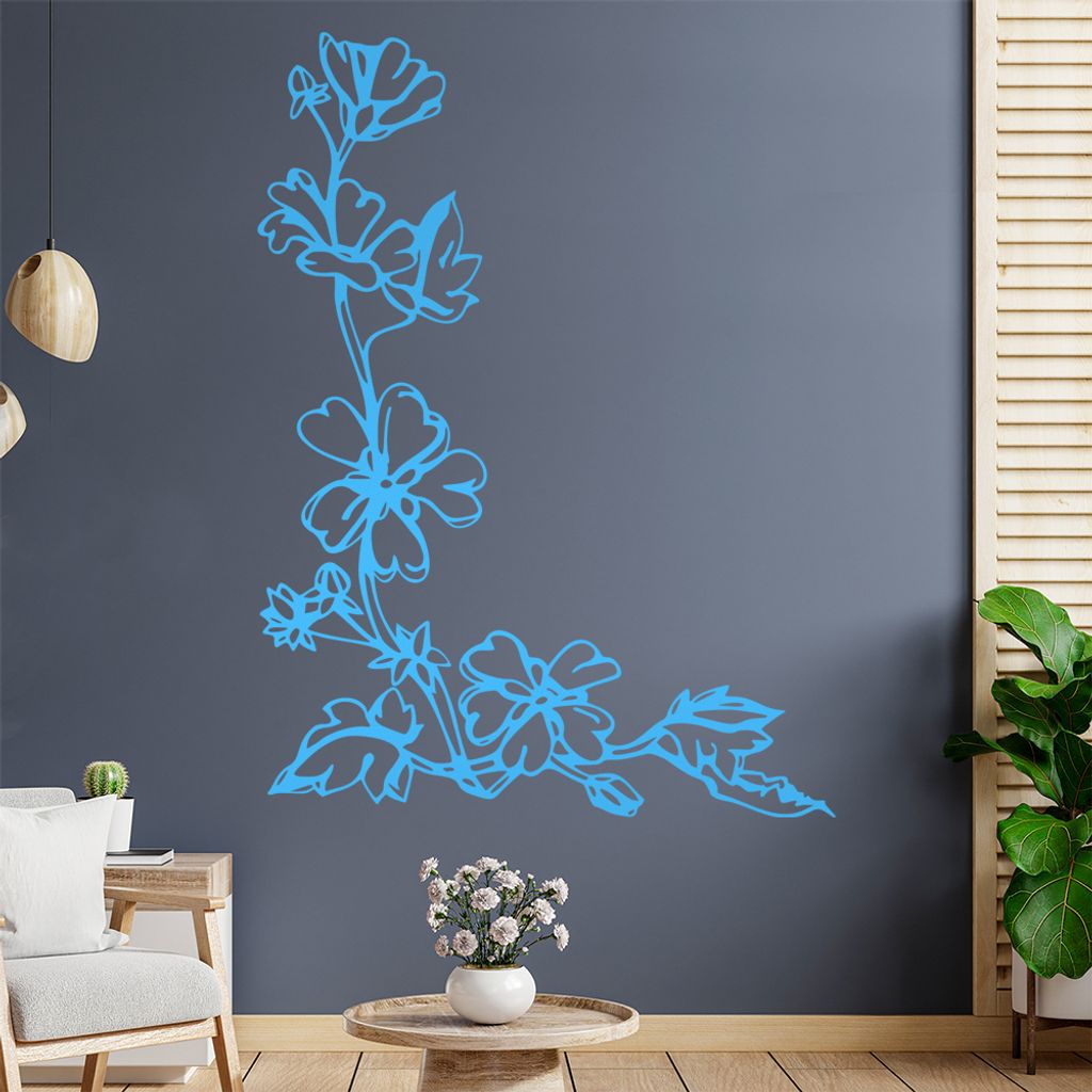 Blumen - Ranken Wandtattoo in 6 Größen - Wandaufkleber Wall Sticker - Dekoration, Küche, Wohnzimmer, Schlafzimmer, Badezimmer