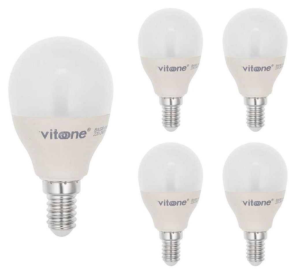 VITO LED-Lampe G45 E14 - 5 W (ersetzt 40 W) - 416 lm - 6400 K - 220-240 V - Ø 45 mm - Energieeffizient - 5 Stück