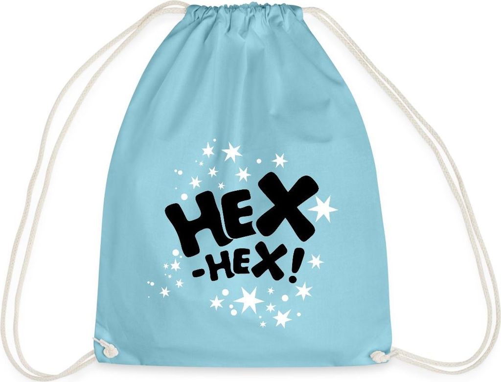 Spreadshirt Bibi Blocksberg Hexspruch Hex Hex Mit Sternen Turnbeutel, One size, Aqua