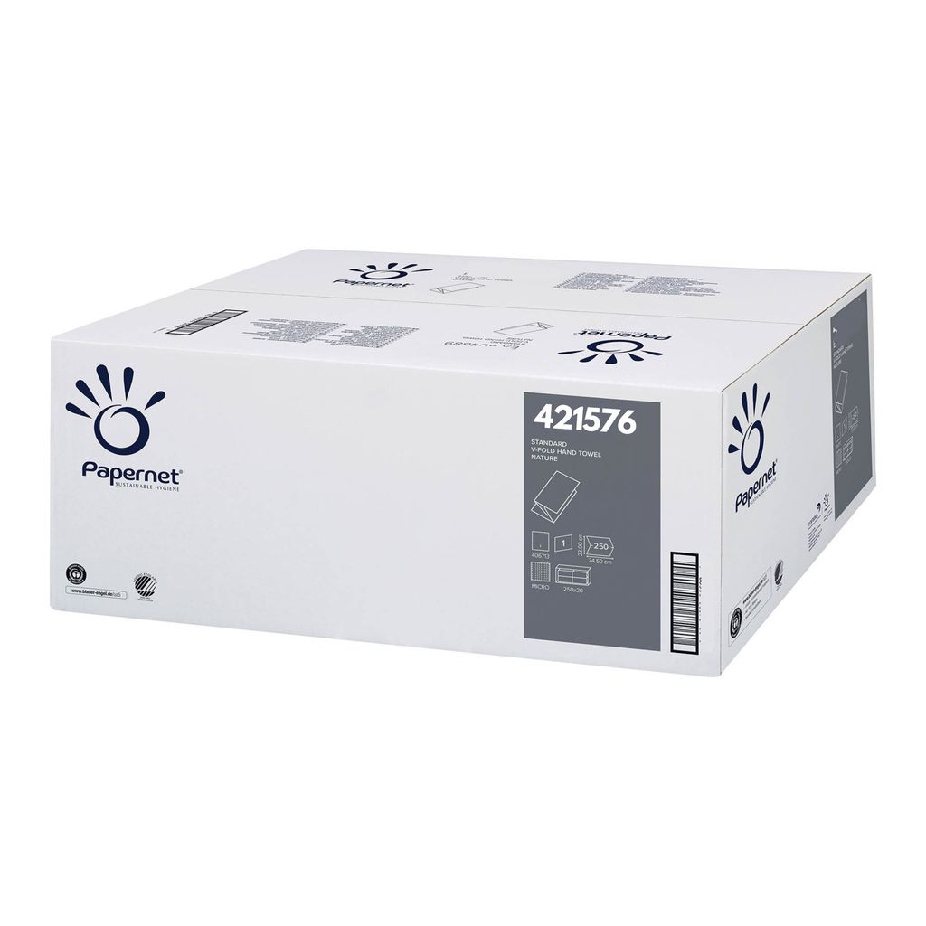 Papernet Falthandtücher 24,5x23cm, 1-lg, V-Falz, naturweiß, Produktbild 