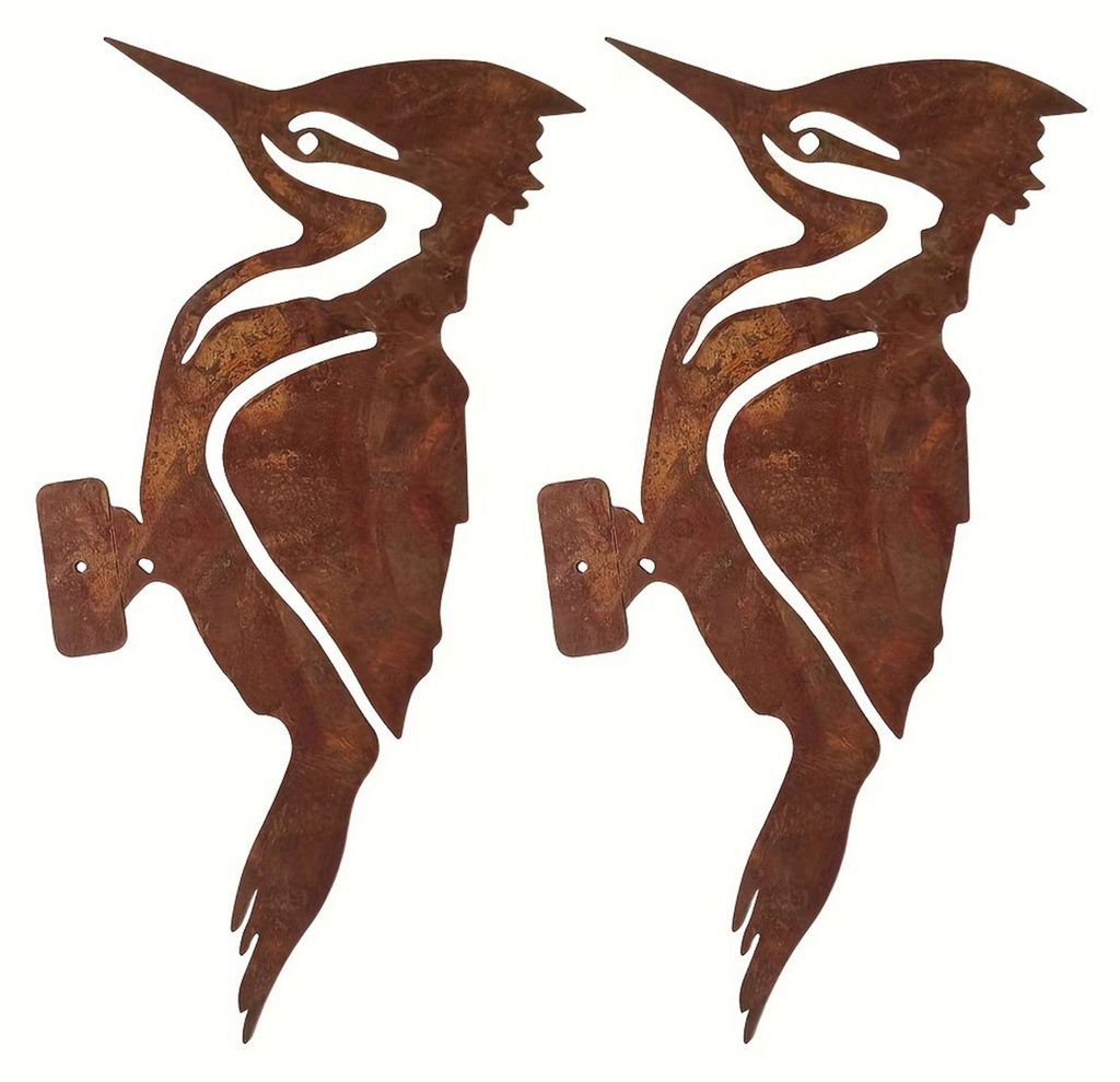 2er-Set Specht-Gartenstatuen aus Schmiedeeisen, Silhouette-Kunst für die Außendekoration, einfache Montage, Baumschmuck für Garten, Balkon, Hof