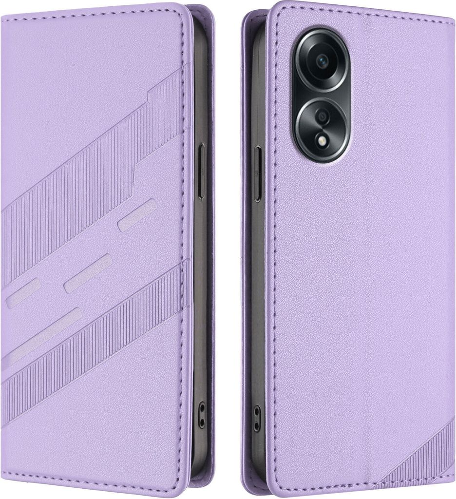 Hülle für Oppo A58 4G, Kunstleder Brieftaschen Handyhülle mit Kartenfach und Standfunktion Violett
