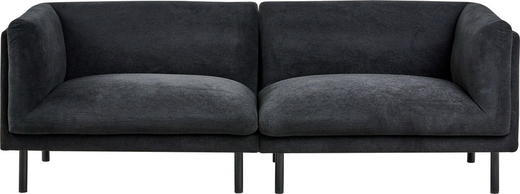 BELIANI Sofa Schwarz Stoff 3-Sitzer Gepolstert mit Schwarzen Metallbeinen Modernes Design Couch Wohnzimmermöbel