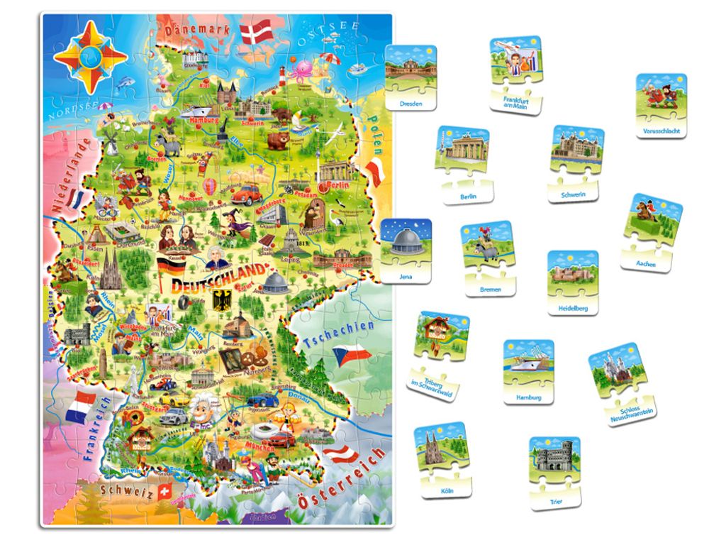 Vzdelávacie puzzle, 120 dielov, Mapa Nemecka E-180 Obrázok produktu 
