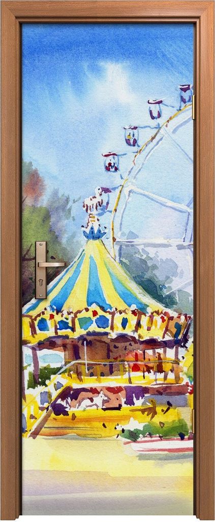 Türposter 70x200 cm Türaufkleber Türtapete Türfolie Klebefolie Karussell Attraktion park