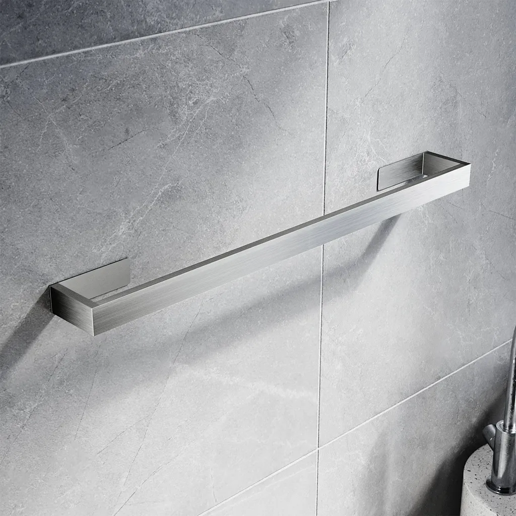 Porte-serviette sans perçage 60cm inox argent : fini les trous au mur