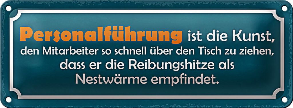 Blechschild Spruch 27x10cm Personalführung ist die Kunst Dekoration