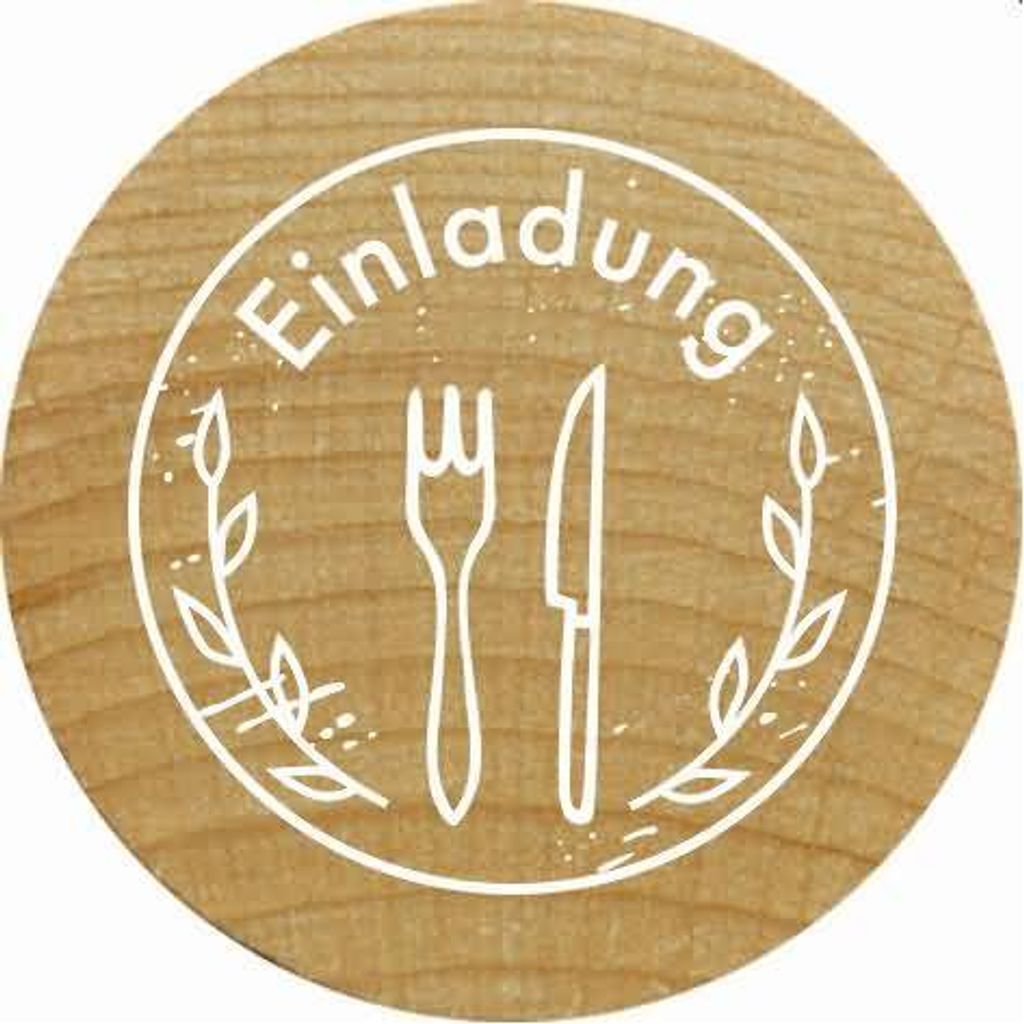Stempel Woodies Einladung Besteck