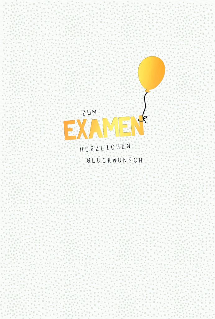 Examen Karte mit Briefumschlag Luftballon, goldfolie