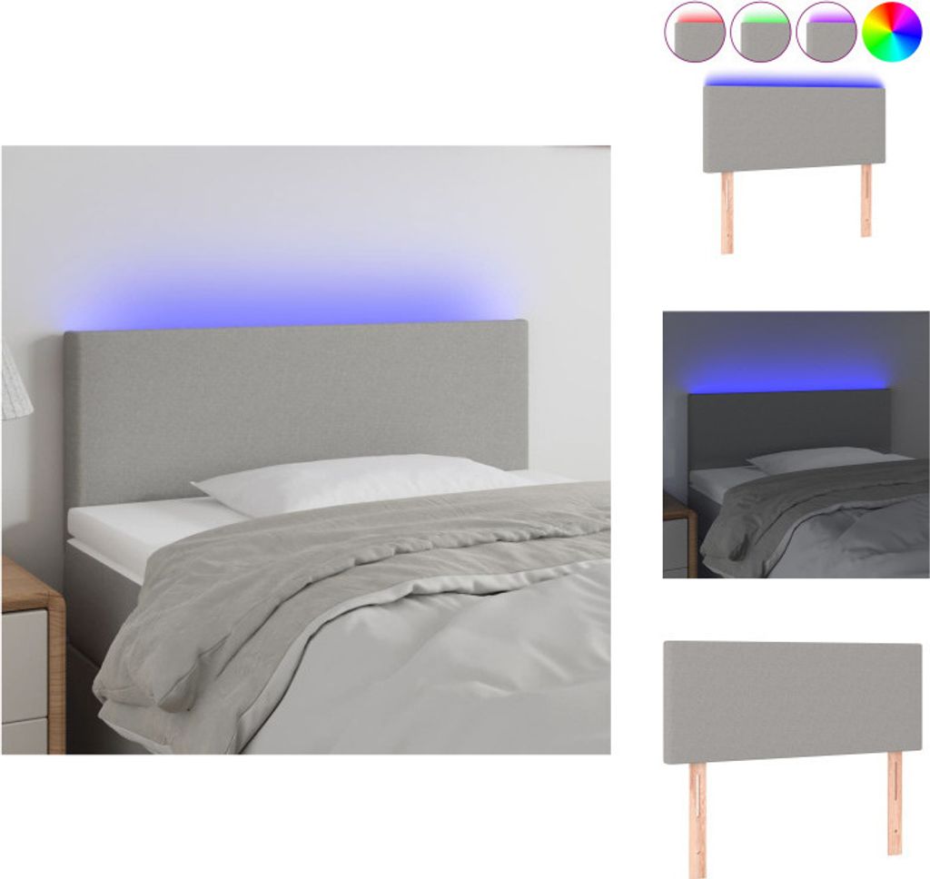vidaXL LED Kopfteil Hellgrau 80x5x78/88 cm Stoff - Kopf- & Fußenden
