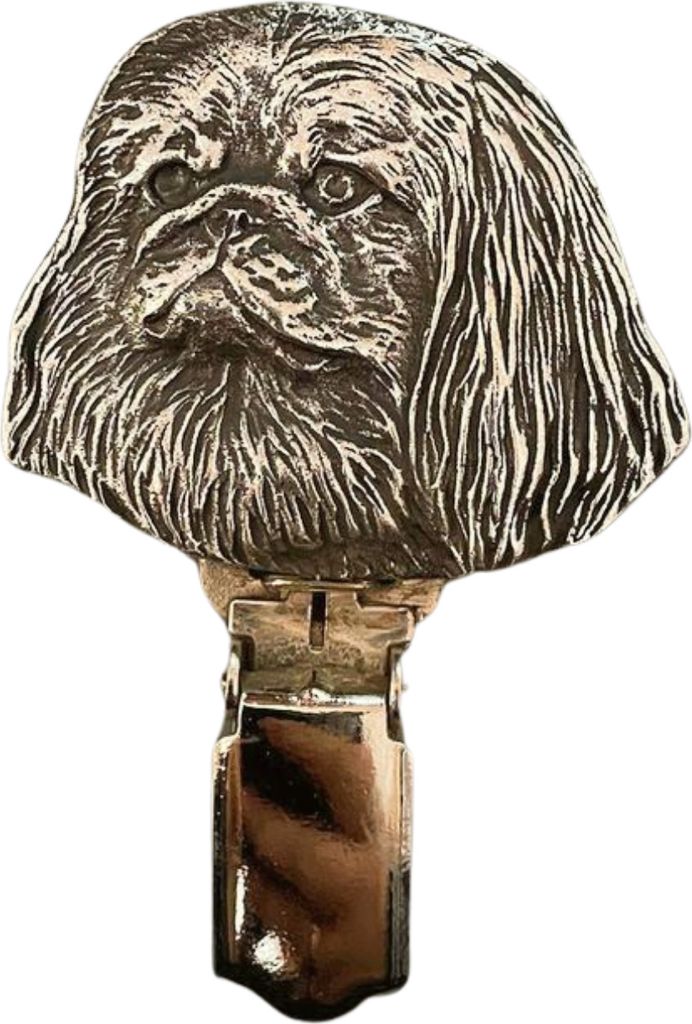 Pekingese, Pekinese, Peking-Palasthund - Brosche mit Clip, Startnummernhalter, versilberte Anstecknadel für Hundeausstellungen der Marke Art-Dog