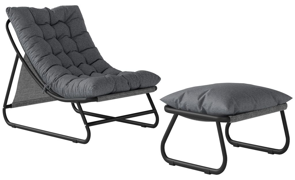 Outsunny Loungesessel Outdoor Balkonsessel mit Hocker 13 cm Produktbild 