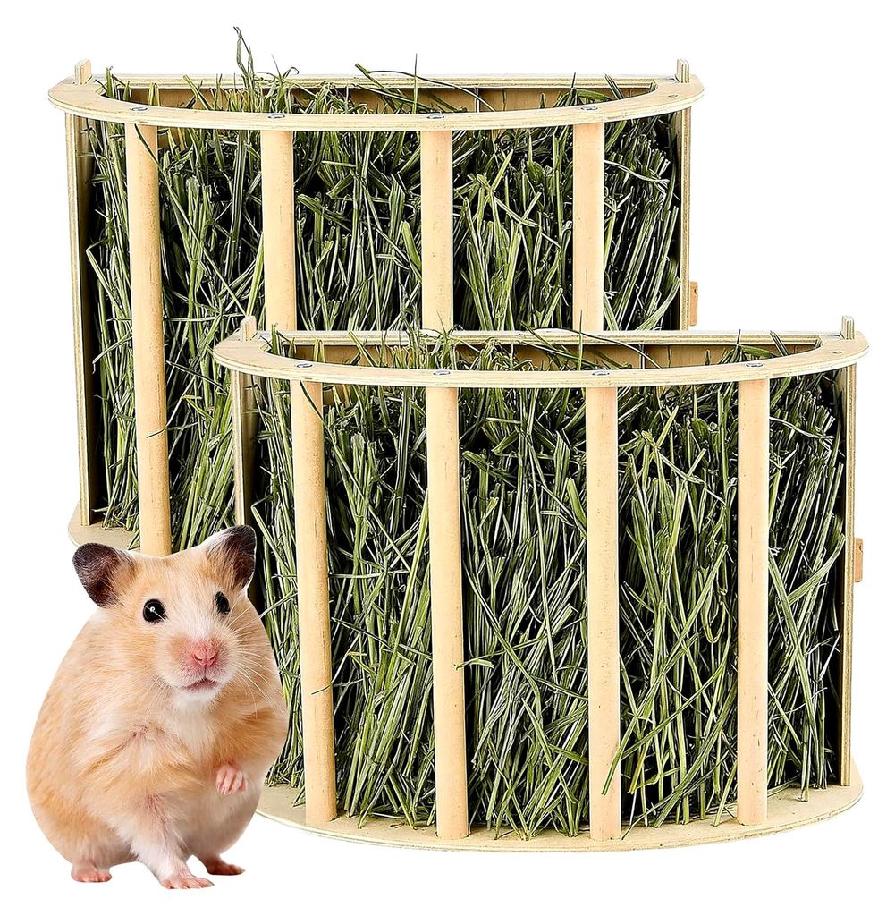 2 Stück Heuraufe aus Holz, 25 x 13 x 18,8 cm für Kaninchen, Meerschweinchen, Hasen, Hamster, Mäuse, Ratten