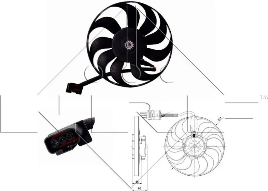 Ventilateur de radiateur NRF 47392 - OE 1J0959455R pour Golf IV et A3