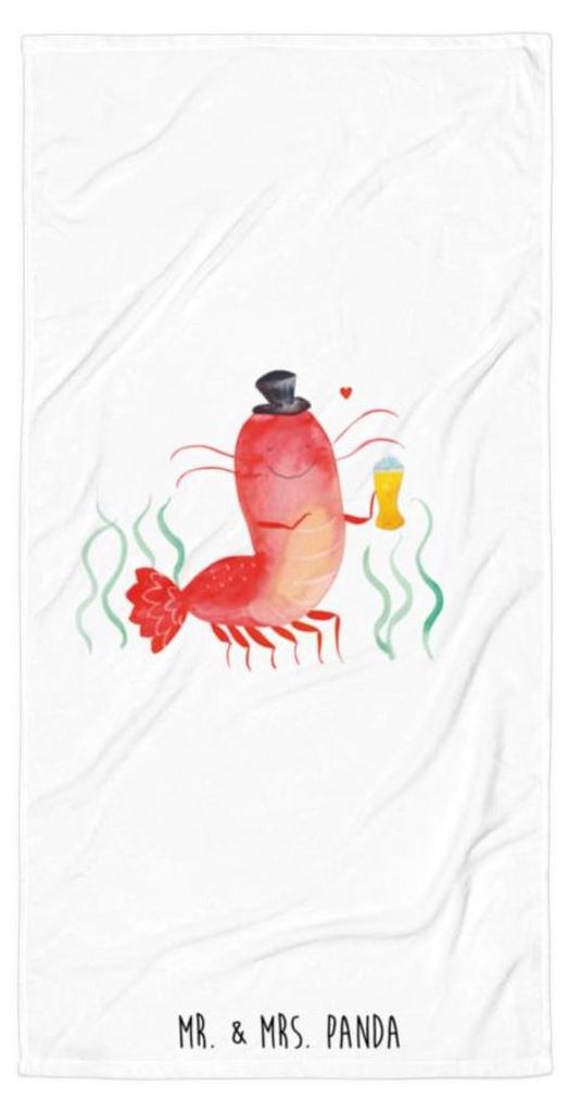 Mr. & Mrs. Panda Strandtuch Hummer Weizen - Weiß - Geschenk, Bier, Kneipe, Strandlaken, Handtuch, Gasthaus, Kochen, Badehandtuch, Meer, Garnelen, ...