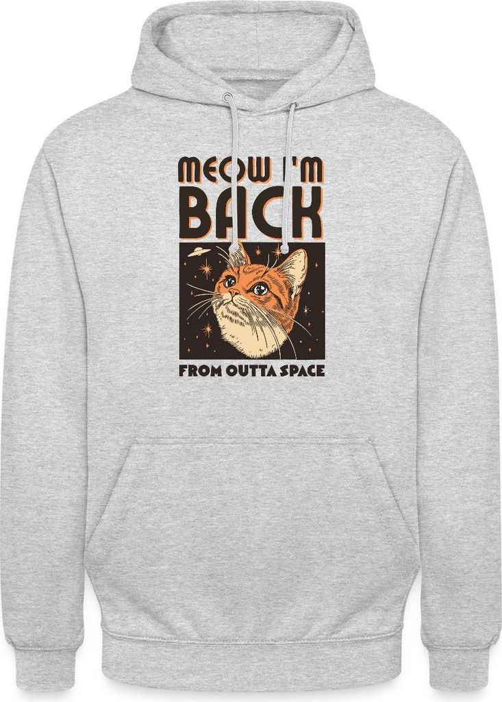Spreadshirt Lustiges Weltraum Katzen Motiv Uni Hoodie, 4XL, Hellgrau meliert