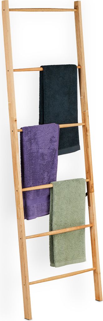Relaxdays Handtuchleiter Holz, 6 Sprossen, Wäscheleiter Produktbild 