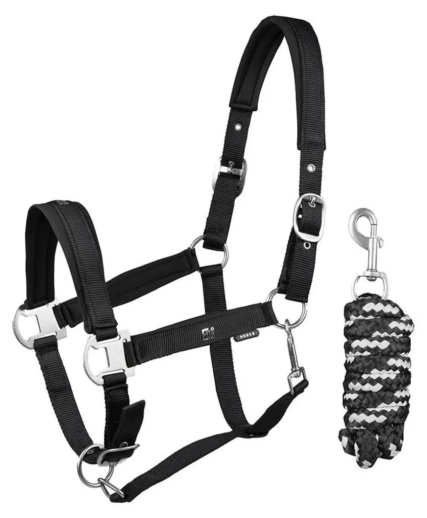 Licol Horka Precious noir avec longe - Finition luxueuse et grand confort
