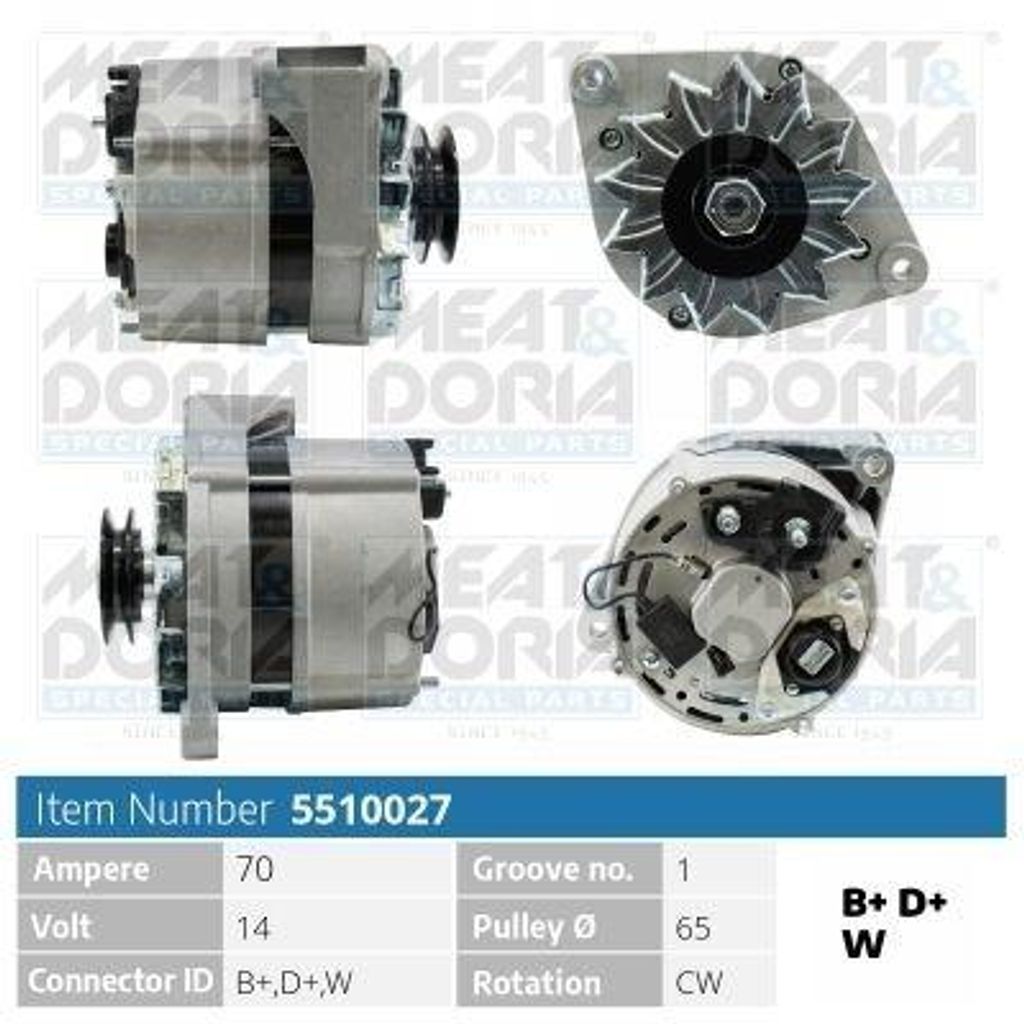 MEAT & DORIA 5510027 Lichtmaschine Generator LiMa 70A 14V für OPEL Astra F CC (T92) Calibra A (C89) Kadett E CC (T85) Astra F Caravan (T92)