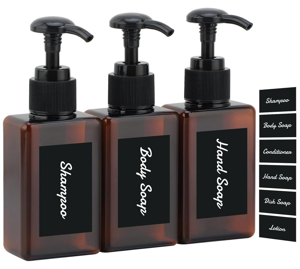 Seifenspender, nachfüllbare Shampooflaschen, 100-ml-Pumpflasche, 3 Shampoospender mit Aufklebern, Shampoospender für die Dusche, Badezimmeraccess...